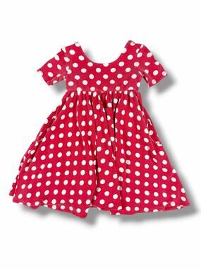 Remie Girl Minnie Mouse Red White Polka Dot Twirl Dress Size 4
